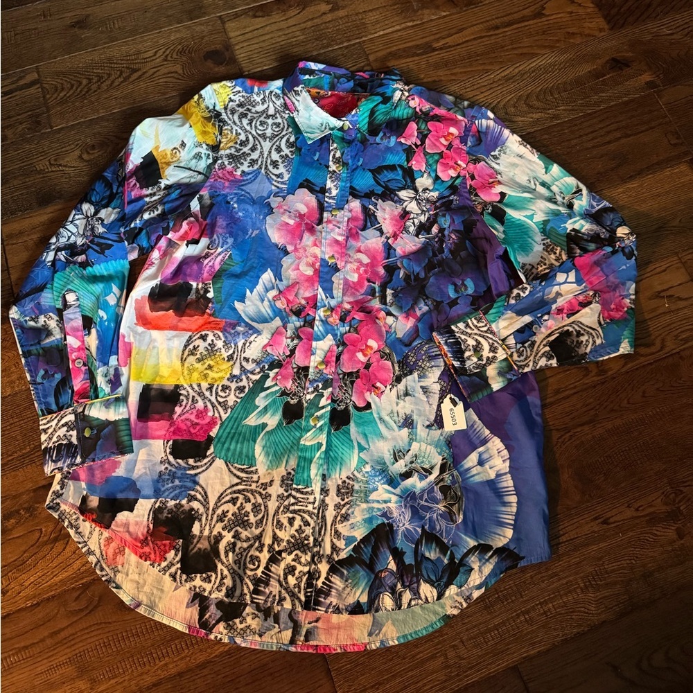 Robert Graham Macie Carrie Print Cotton Button Down Shirt WP23103 - Picture 2 of 6